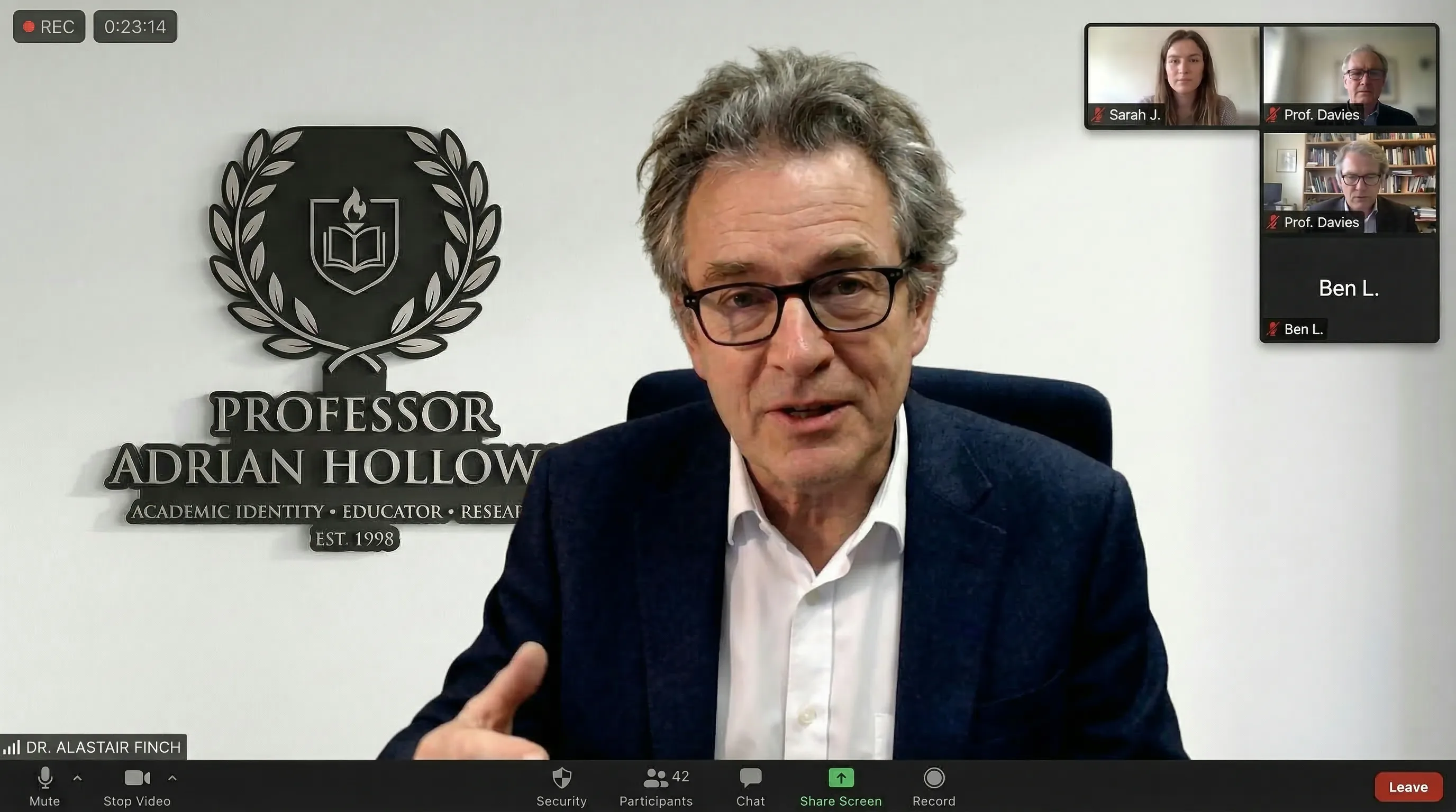 Prof. Adrian Holloway - University Professor professional background